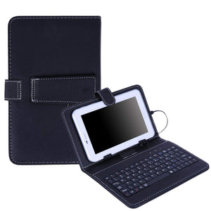 Universal Leather Keyboard Case for 10 inch Tablets Black